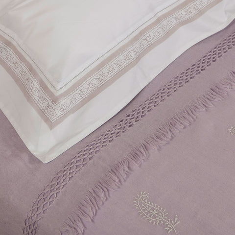 Lavender with Lilac Kashmiri Hand Embroidered Blanket