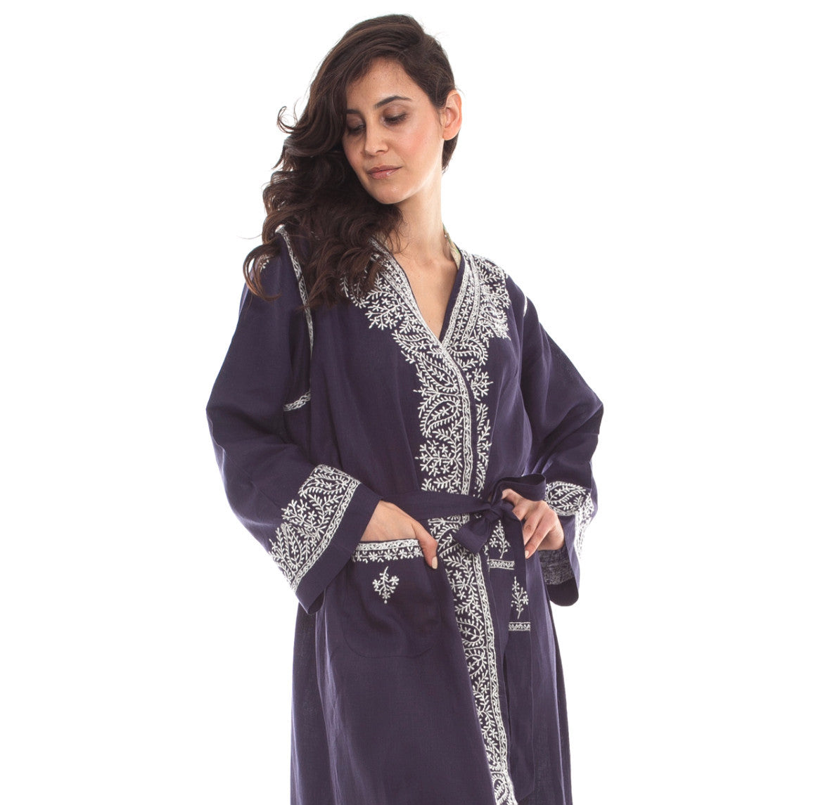 Hand Embroidered Linen Dressing Gowns Torna Lucia Hand Embroidered Linen Dressing Gowns Torna Lucia