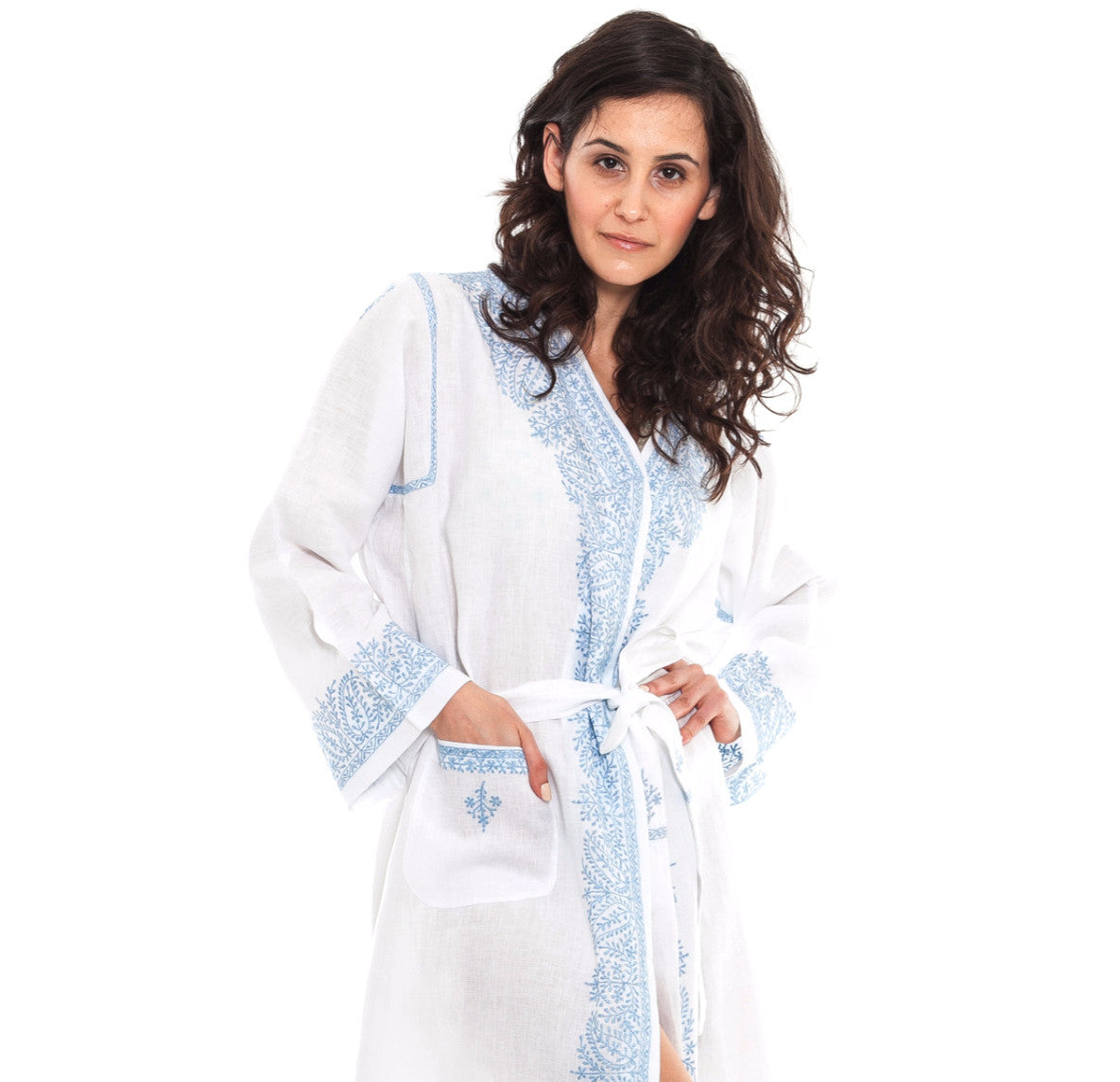 Hand Embroidered Linen Dressing Gowns Torna Lucia Hand Embroidered Linen Dressing Gowns Torna Lucia